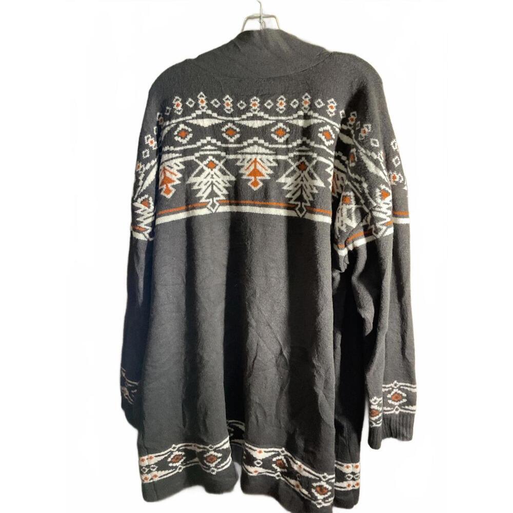 D& co Stylish Aztec Print Open Front Cardigan 1X - Picture 7 of 10